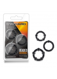 Набор из 3 чёрных эрекционных колец Stay Hard Beaded Cockrings - Blush Novelties - в Нальчике купить с доставкой