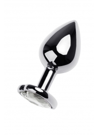 Серебристая анальная пробка с прозрачным кристаллом-сердцем - 8 см. - ToyFa - купить с доставкой в Нальчике