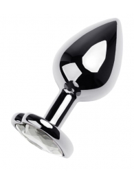 Серебристая анальная пробка с прозрачным кристаллом-сердцем - 8 см. - ToyFa - купить с доставкой в Нальчике