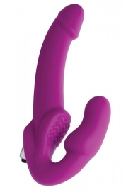 Ярко-розовый безремневой вибрострапон Evoke Vibrating Strapless Silicone Strap-on Dildo - XR Brands - купить с доставкой в Нальчике