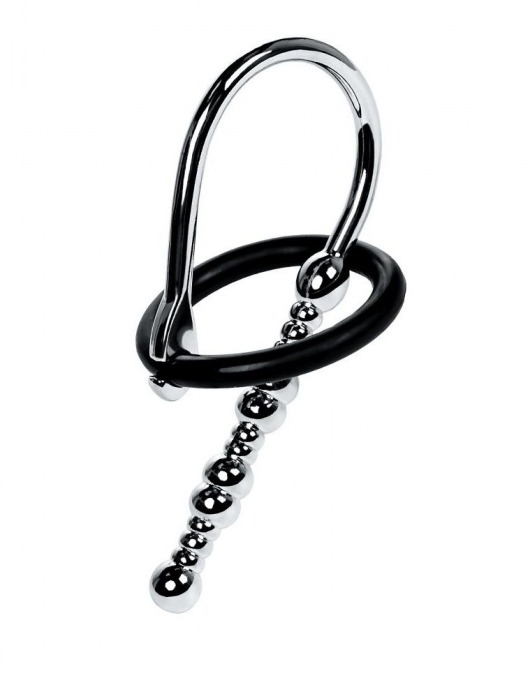 Серебристый уретральный плаг-бусины TOYFA Metal с мягким фиксириющим кольцом - ToyFa - купить с доставкой в Нальчике