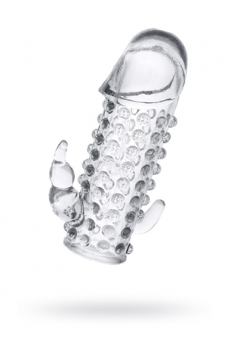 Гелевая прозрачная насадка с 2 отростками - 13 см. - Toyfa Basic - в Нальчике купить с доставкой