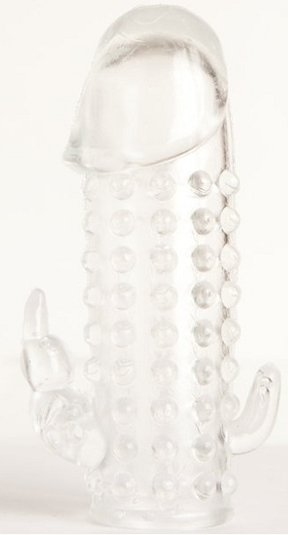 Гелевая прозрачная насадка с 2 отростками - 13 см. - Toyfa Basic - в Нальчике купить с доставкой