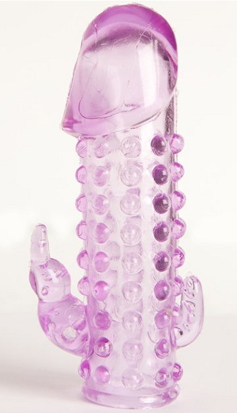 Закрытая фиолетовая насадка с 2 отростками - 13 см. - Toyfa Basic - в Нальчике купить с доставкой