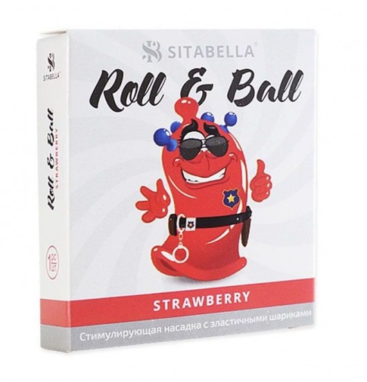 Стимулирующий презерватив-насадка Roll   Ball Strawberry - Sitabella - купить с доставкой в Нальчике