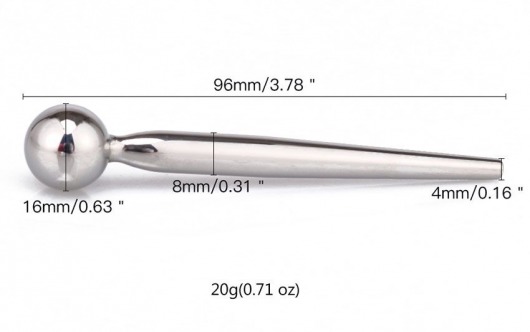 Гладкий металлический уретральный плаг с шариком - 9,6 см. - Notabu - купить с доставкой в Нальчике