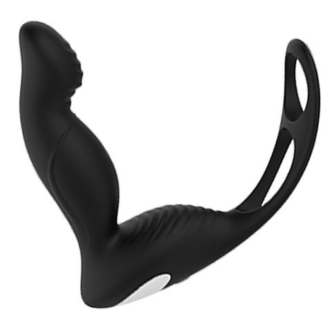 Черный вибромассажер простаты P-PLEASER W ERECTION ENHANCE - Dream Toys - в Нальчике купить с доставкой