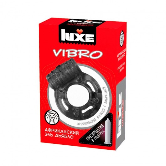 Чёрное эрекционное виброкольцо Luxe VIBRO  Африканский Эль Дьябло  + презерватив - Luxe - в Нальчике купить с доставкой