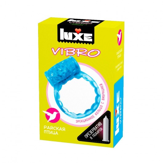 Голубое эрекционное виброкольцо Luxe VIBRO  Райская птица  + презерватив - Luxe - в Нальчике купить с доставкой