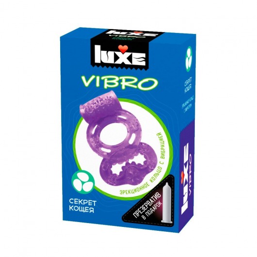 Фиолетовое эрекционное виброкольцо Luxe VIBRO  Секрет Кощея  + презерватив - Luxe - в Нальчике купить с доставкой