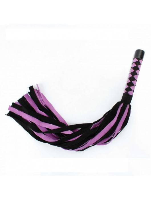 Черно-розовая плеть из замши - 58 см. - БДСМ Арсенал - купить с доставкой в Нальчике