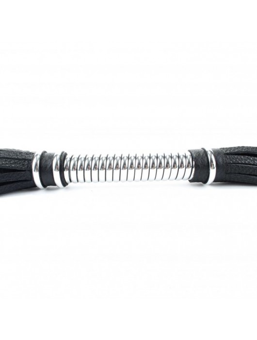 Черная плеть с серебристой ручкой - 44 см. - БДСМ Арсенал - купить с доставкой в Нальчике