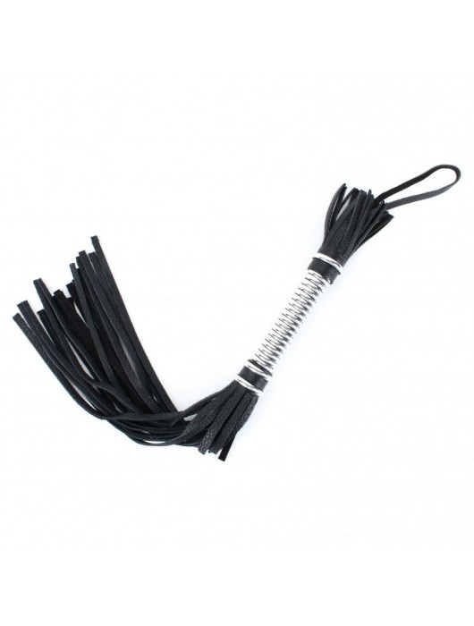 Черная плеть с серебристой ручкой - 44 см. - БДСМ Арсенал - купить с доставкой в Нальчике