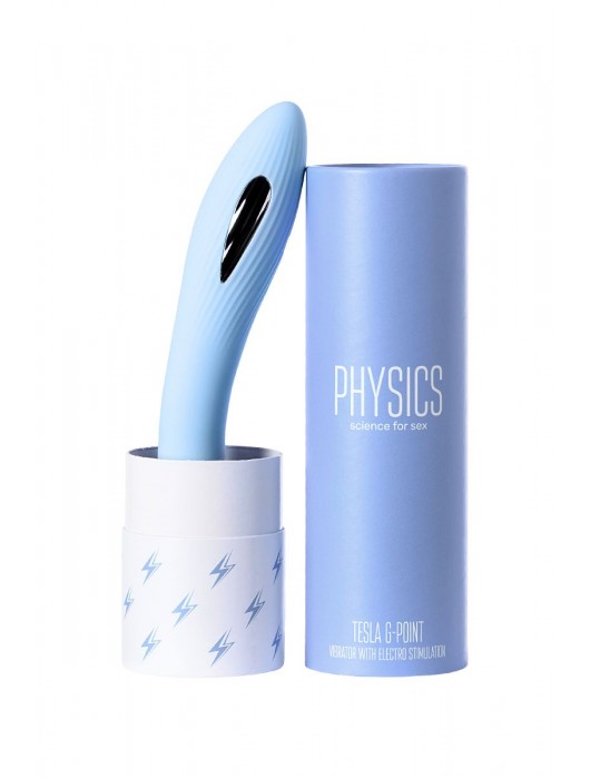 Голубой силиконовый вибратор с электростимуляцией TESLA G-POINT - 21 см. - ToyFa - купить с доставкой в Нальчике