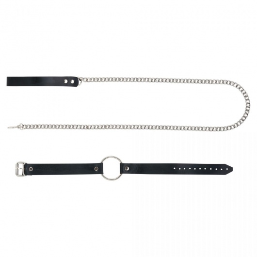 Черный поводок и чокер с кольцом Rada - Rebelts - купить с доставкой в Нальчике