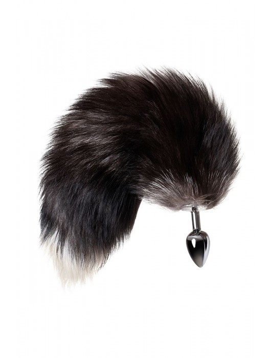 Серебристая металлическая анальная втулка с хвостом чернобурой лисы - размер S - ToyFa - купить с доставкой в Нальчике