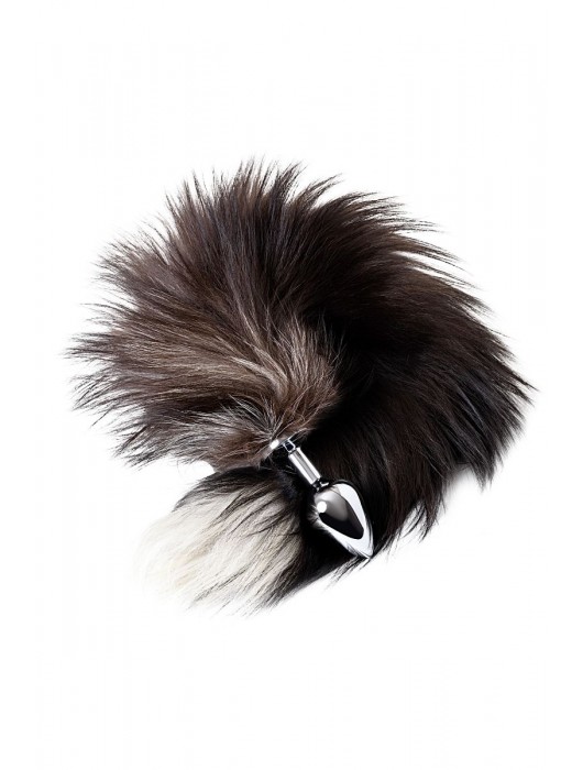 Серебристая металлическая анальная втулка с хвостом чернобурой лисы - размер S - ToyFa - купить с доставкой в Нальчике