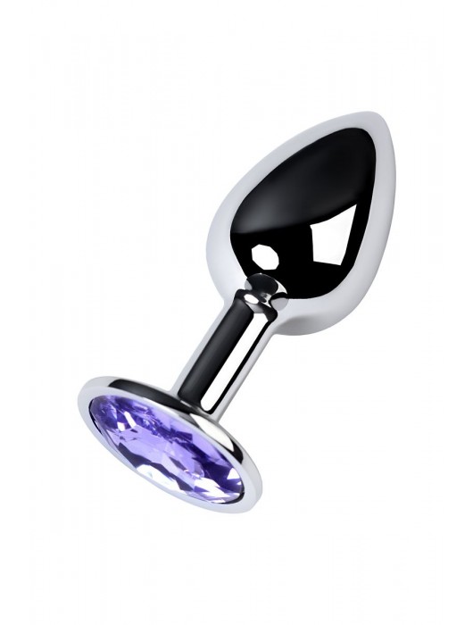 Серебристая конусовидная анальная пробка с фиолетовым кристаллом - 7 см. - ToyFa - купить с доставкой в Нальчике