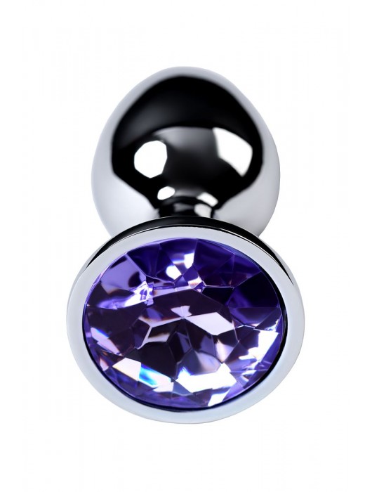 Серебристая конусовидная анальная пробка с фиолетовым кристаллом - 7 см. - ToyFa - купить с доставкой в Нальчике