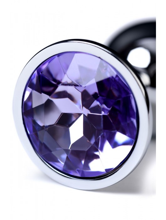 Серебристая конусовидная анальная пробка с фиолетовым кристаллом - 7 см. - ToyFa - купить с доставкой в Нальчике