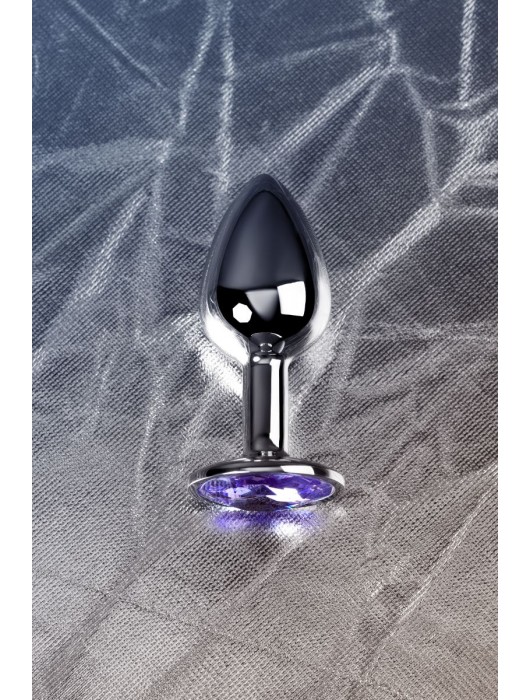 Серебристая конусовидная анальная пробка с фиолетовым кристаллом - 7 см. - ToyFa - купить с доставкой в Нальчике