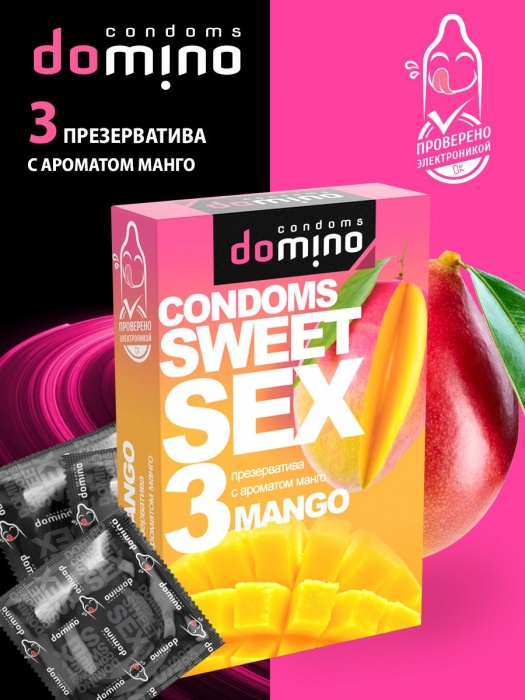 Презервативы для орального секса DOMINO Sweet Sex с ароматом манго - 3 шт. - Domino - купить с доставкой в Нальчике