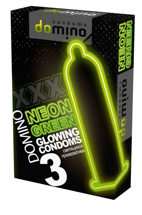 Презервативы DOMINO Neon Green со светящимся в темноте кончиком - 3 шт. - Domino - купить с доставкой в Нальчике