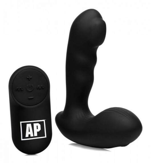 Черный стимулятор простаты Alpha-Pro 7X P-Milker Silicone Prostate Stimulator with Milking Bead - XR Brands - в Нальчике купить с доставкой