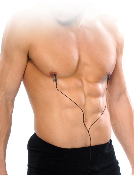 Черные электрические зажимы для сосков Shock Therapy Nipple Clamps - Pipedream - купить с доставкой в Нальчике