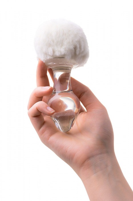 Стеклянная анальная втулка с хвостиком - 9,5 см. - Sexus - купить с доставкой в Нальчике