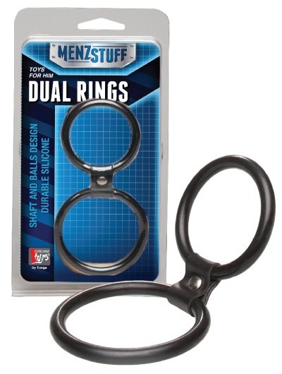 Чёрное двойное эрекционное кольцо Dual Rings Black - Dream Toys - в Нальчике купить с доставкой