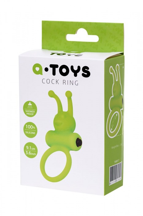 Зеленое эрекционное виброкольцо на пенис Cock Ring - A-toys - в Нальчике купить с доставкой