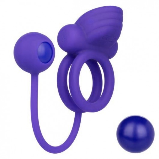 Фиолетовое эрекционное кольцо с утяжелителем Silicone Rechargeable Dual Rockin Rim Enhancer - California Exotic Novelties - в Нальчике купить с доставкой