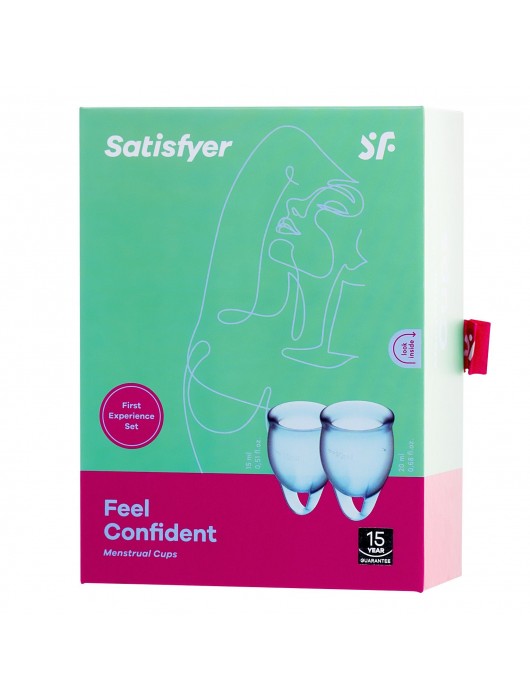 Набор голубых менструальных чаш Feel confident Menstrual Cup - Satisfyer - купить с доставкой в Нальчике