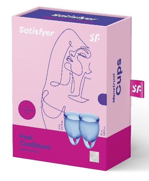 Набор синих менструальных чаш Feel confident Menstrual Cup - Satisfyer - купить с доставкой в Нальчике