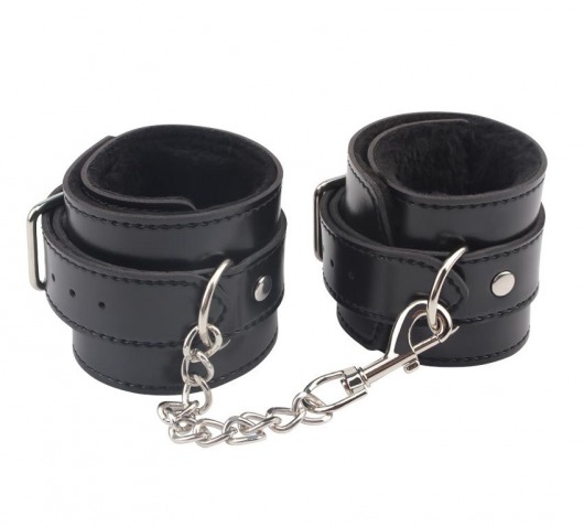 Черные оковы на ноги Obey Me Leather Ankle Cuffs - Chisa - купить с доставкой в Нальчике