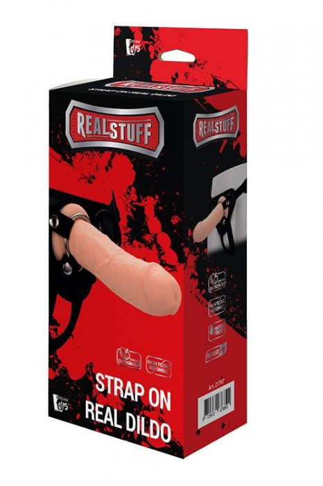 Черные трусики с телесной насадкой STRAP ON REAL DILDO - 21 см. - Dream Toys - купить с доставкой в Нальчике