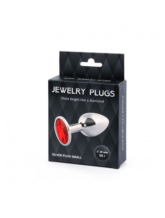 Серебристая анальная пробка с красным стразом - 7,2 см. - Anal Jewelry Plug - купить с доставкой в Нальчике
