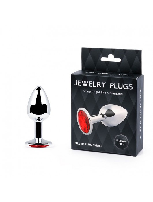 Серебристая анальная пробка с красным стразом - 7,2 см. - Anal Jewelry Plug - купить с доставкой в Нальчике
