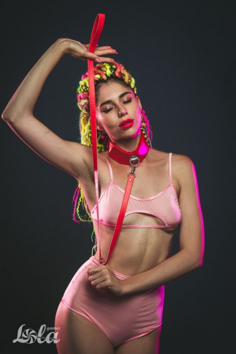 Красный ошейник Circus с поводком - Lola Games - купить с доставкой в Нальчике