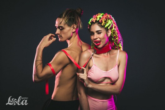 Красный ошейник Circus с поводком - Lola Games - купить с доставкой в Нальчике