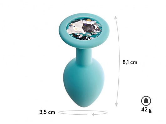 Аквамариновая анальная пробка с прозрачным кристаллом Gamma M - 8,1 см. - Le Frivole - купить с доставкой в Нальчике