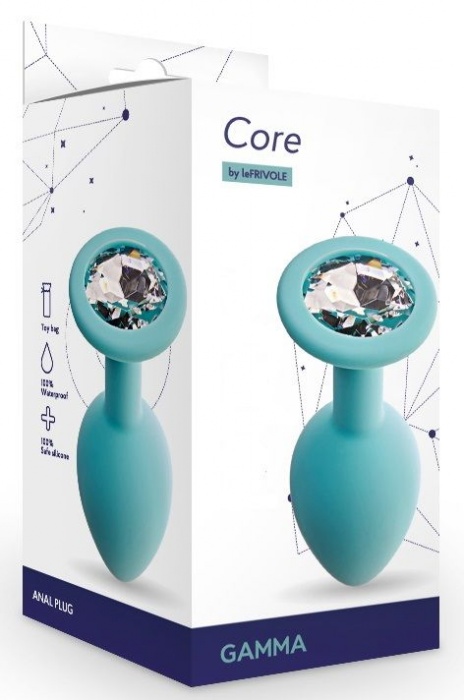 Аквамариновая анальная пробка с прозрачным кристаллом Gamma M - 8,1 см. - Le Frivole - купить с доставкой в Нальчике