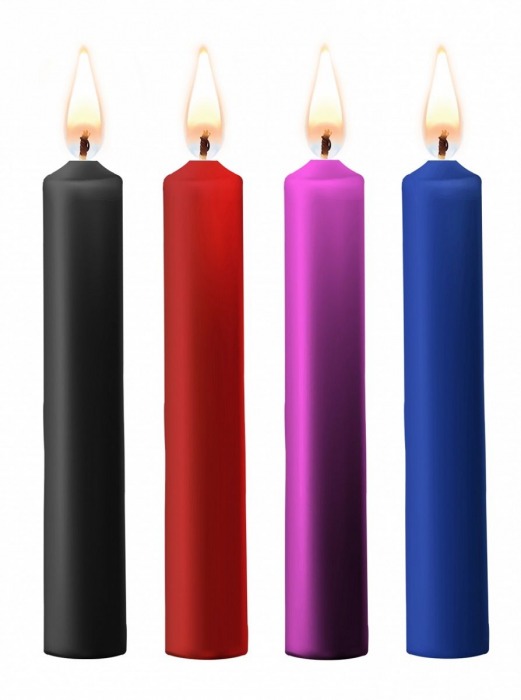 Набор из 4 разноцветных восковых свечей Teasing Wax Candle - Shots Media BV - купить с доставкой в Нальчике
