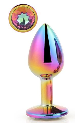 Голографическая анальная втулка с радужным кристаллом - 7,1 см. - Dream Toys - купить с доставкой в Нальчике