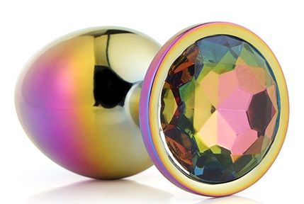Голографическая анальная втулка с радужным кристаллом - 7,1 см. - Dream Toys - купить с доставкой в Нальчике