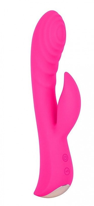 Ярко-розовый вибромассажер-кролик 5  Silicone Ripple Passion - 19,1 см. - Erokay