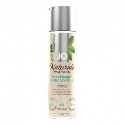 Массажное масло с ароматом перечной мяты и эвкалипта JO Naturals Peppermint   Eucalyptus - 120 мл. - System JO - купить с доставкой в Нальчике