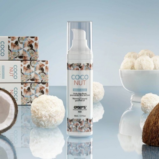 Разогревающее массажное масло с ароматом кокоса Gourmet Coconut - 50 мл. - Exsens - купить с доставкой в Нальчике