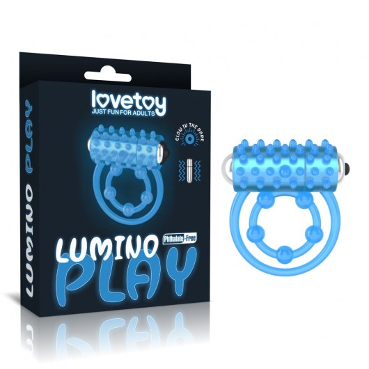 Голубое, светящееся в темноте виброкольцо Lumino Play Vibrating Penis Ring - Lovetoy - в Нальчике купить с доставкой